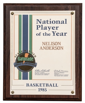 1985 Nick Anderson Gatorade Basketball National Player of the Year Plaque 